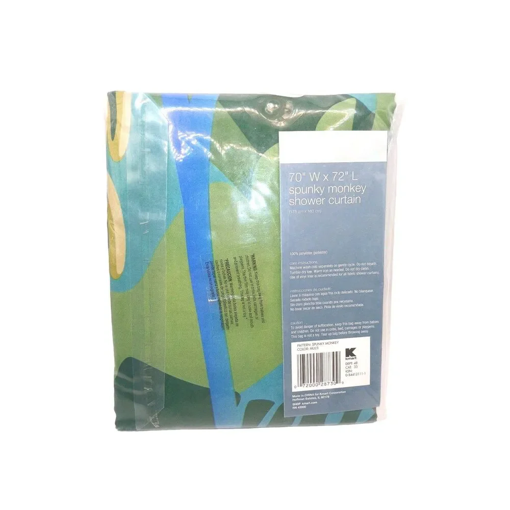 Essential Home Jungle Shower Curtain Spunky Monkey Cloth Fabric 70Wx72L New